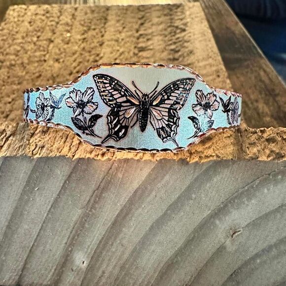 Boho Copper Diamond Cut Elegant Butterfly Cuff Bracelet ,Gift Box - Picture 2 of 7
